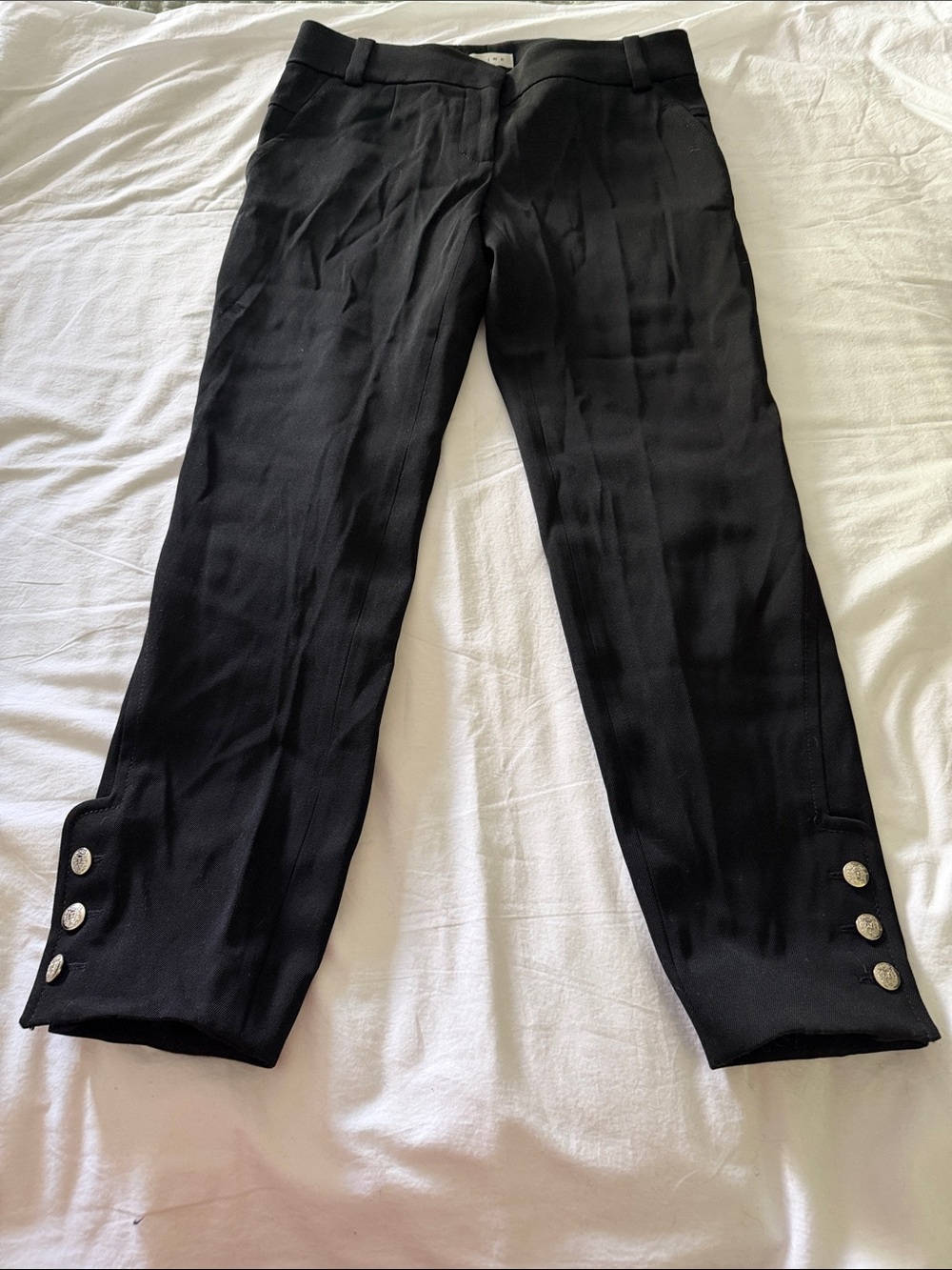 Celine Black Tailored Crop Pants with Decorative Buttons